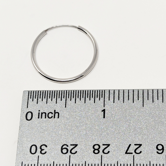 New 14k white gold continuous hoop earrings - Picture 3 of 5